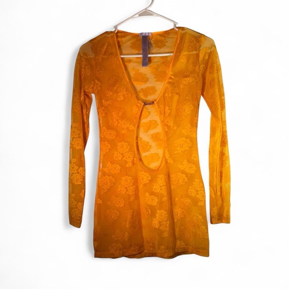 Savage X Fenty Bright Orange Lace Top Dress - Picture 3 of 9